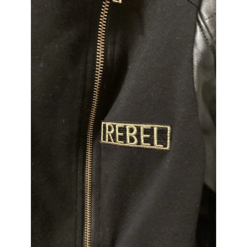 Star Wars Moto Jacket Black Rebel Faux Leather Zip Front Sz M - Picture 2 of 11